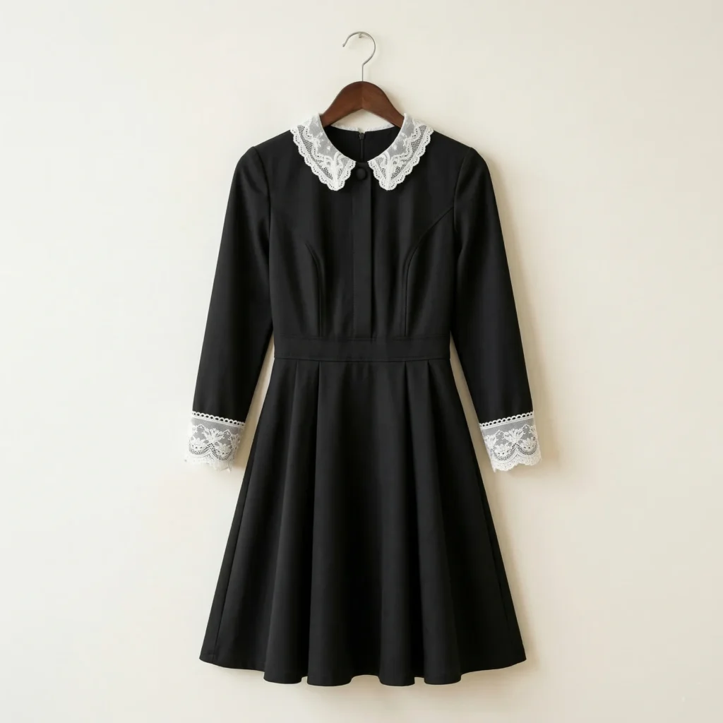 Housemaid lace collar dress