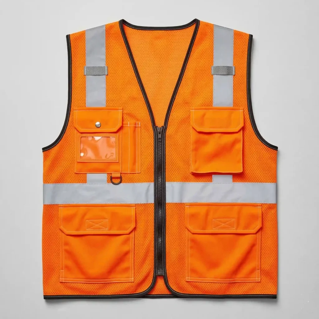 Orange construction safety vest