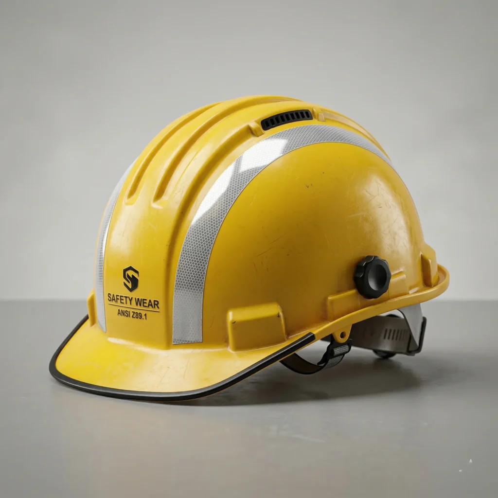 Yellow construction safety helmet